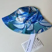 Eugenia Kim OS Toby Bucket Hat Blue White Cotton Blend Packable NWT