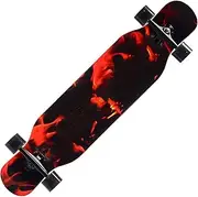 Sports Complete Longboard, ABEC-9 Chrome Steel Bearing 42-inch 9-Layer Maple Fire Skateboard Suitable for Young Adults