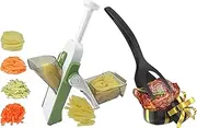Safe Mandoline Slicer 5 in 1 Vegetable Chopper Food Potato Cutter, Strips Julienne Dicer Adjustable Thickness 0.1-8 mm Kitchen Chopping Artifact Free 1X Egg Spatula (Safe Mandoline + Egg Spatula)