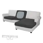 Stretch 3 Pieces Couch Cushion Covers for 2 Seater + 1 Chaise Dark Gray