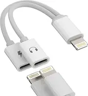 iPhone Headphone Adapter Apple MFI Certified(2in1)Dual Lightning Splitter Dongle Audio Charging Double Jack Adaptador Para AUX Charger Cable for 11 12 13 14 Pro Max Mini SE X 7 8 Plus Earbud Converter
