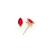 14k Yellow Gold 7x3.5mm Marquise Ruby Earrings