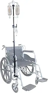 UISKOOPW Portable IV Pole for Wheelchair, IV Poles Collapsible for Traveling, IV Stand for Wheelchair IV Holder with 4 Hooks for Wheelchairs Beds Nursing Clinic Home Care Travel