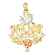 14K Tri Color Gold #1 Mom Pendant