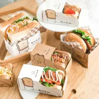 在飛比找樂天市場購物網優惠-box三明治便當包裝盒厚蛋燒吐司打包盒子便當一次性外帶抽屜紙