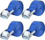 Azarxis Lashing Tie Down Straps Cinch Webbing with Adjustable Heavy Duty Cam Buckle for Securing Cargo Roof Rack Motorcycle Kayak Surfboard Truck Luggage (2m, Blue - 4 Packs)