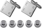 [Select Gifts] Sterling silver feature hallmark square Cufflinks Shirt Dress Studs Gift Set