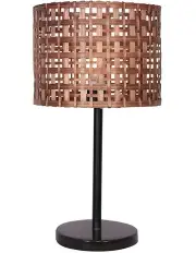 [Sarantino] Rattan Desk Lamp with Marble Base in Black