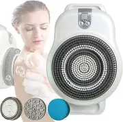 Shower Back Scrubber Wall Mounted, Electric Exfoliating Brush with 7in Brush Head, 360° Automatic Rota-Tion, High/Low Gear, Body Scrubber for Shower, Deep Cleansing & Back Massage