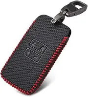 WSWJDW Leather Key Holder Car Key Case Cover Keychain Ring Key Bag, Fit for Renault Megane Koleos Kadjar Clio Captur Dacia Logan Duster