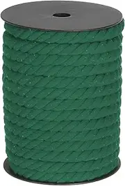sourcing map Cotton Rope 3 Strand Twisted Braided Rope Cord, Dark Green 23m/25 Yard 10mm Dia for Wall Hanging, Plant Hanger, Knitting, Macrame Knotting