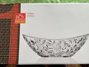 NEW RCR Home & Table Laurus Crystal Oval Bowl Centerpiece Made Italy BOXED