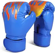 Flexzion Kids Boxing Gloves for 3-8 Ages All-Purpose Training Punching Bag Mitts w/Wrap-Around Support, UFC Sparring Kickboxing Sandbag Sports Fitness Exercise Equipment Boys Children (Red Blaze)