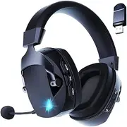 Aswalling Wireless Gaming Headset with Mic 2.4G Bluetooth Headphone USB 3.5mm Wired 3 Modes for PC,Laptop, Black