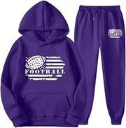 [Mthrpn] Fall Blouses for Women 2023,Women 2 Piece Long Pants Outfit Lightweight Long Sleeve Crewneck Pullover Tops Tracksuit, Purple-c, Medium