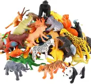 Animals Figure,54 Piece Mini Jungle Toys Set,Realistic Wild Vinyl Plastic Animal