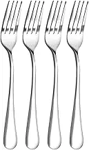VEHGAL 4Pc Stainless Steel Table Forks for Dinner, Fruits Forks, Dessert Forks Silver Finished Forks for Dining Table, Home, Restaurants, Christmas Party (Set of 4)