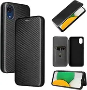 Cell Phone Flip Case Cover for Samsung Galaxy A03 Core Case, Luxury Carbon Fiber PU+TPU Hybrid Case Full Protection Shockproof Flip Case Cover for Samsung Galaxy A03 Core (Color : Black)