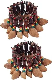 VICASKY Nut Shell Wristband Bells Tribal Style Bangles Hand Bell Ornaments for Parties Events