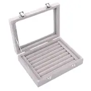 Ivosmart 7 Slots Velvet Glass Ring Jewelery Display Storage Box Tray Case Hol...