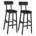 Bar Stools, Set of 2 Round Bar Chairses Bar Stools with Back, 24.4 Inch Black