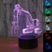 3D LED Excavator Night Light 7 Color Change Digger Lamp Gift Touch Kids New Lamp