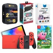 Nintendo Switch OLED Mario RED Edition + Kirby & Forgotten Land + Accessory Kit