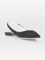 Black Suede Pointed Toe Slingback Flats