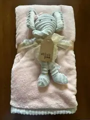 Cutie Pie Chick Pea Gray Elephant Lovie ~ Plush Pink Baby Blanket ~ Set ~ New