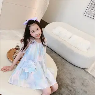 mini愛莎公主裙冰雪奇緣彩虹童裝