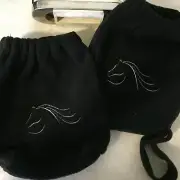 English, Iron Covers, Stirrup Protectors, Bags, Embroidered Black Fleece