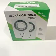 BN-LINK BND-60/U47 Indoor Mini 24 Hr Mechanical Outlet Timer 3-Prong 2 Pack NIB