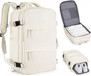 [TONULAX] Large Travel Backpack,Carry On Backpack Flight Approved,Hiking Backpack Waterproof Outdoor Sports Rucksack Casual Daypack Fit 15.6 Inch Laptop Shoes Compartment (Beige)