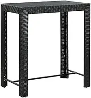 Garden Bar Table Black Poly Rattan, High Outdoor Cocktail Table, Bistro Pub Counter for Party, Patio & Dining - 100x60.5x110.5 cm
