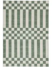 [Miss Amara] Nicolette Checkered And Striped Rug in Green
