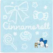 Towel Museum Sanrio Big Ribbon Cinnamon Roll Towel Handkerchief BR Blue Initial R 28-2030070 Approx. 9.8 x 9.8 inches (25 x 25 cm)