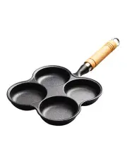 [SOGA] 4 Mold Multi-Portion Cast Iron Fry Pan in Black