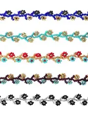 Seed Bead Floral Vine Anklet Handmade Artisan Jewelry Boho Flower Ankle Bracelet