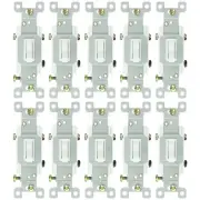 10 Pack Sunlite E507 3 Way Grounded Toggle Switch, White