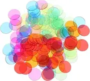 ADOCARN 120pcs Transparent Bingo Chips Game Markers for Counting Sorting and Bingo Games Blue Yellow Green Purple Orange Each