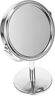 NOLITOY Portable Double-Sided Makeup Mirror 360 Rotating Magnifying Regular Dressing Table Mirror for Travel Home Use Random