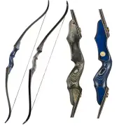 60" Archery Takedown Hunting Recurve Bow Wooden Riser with Bow Stringer 30-50lbs