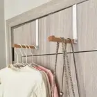 Space-saving Door Hook Rack Hanger Wooden Foldable Coat with Anti-slip Clip