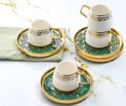 Verde 6-Piece Turkish Coffee Cup Set 100ml - Porcelain Coffee Cup & Espresso Cup
