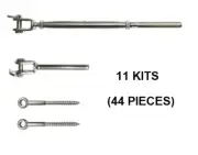 Stainless Steel Wire Rope DIY Balustrade Kit Swage/Jaw Fork Turnbuckle - 11 kits