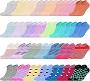 [Usavemo] 100 Pairs Womens Crew Socks Colorful Lightweight Athletic Casual Dress Socks for Women Teens, Multi, One Size