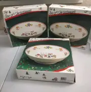 The Joy Of Christmas Jamestown China 9" Serving Bowls 1987 Vintage Set Stoneware