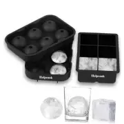 Ice Cube trays(set of 2), Silicone Sphere Ice Ball Maker with Lid and Large