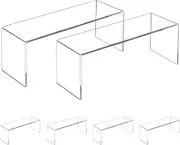 Aminigram 4 Pack Large Acrylic Risers Display Stands, Perfume Organizer Stand, Clear Acrylic Shelf for Show Decor Display, Toys, Cupcake and More(12.4 x 4 x 4.6 inches)