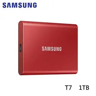 Samsung三星 外接式SSD T7 SSD移動式固態硬碟 1TB 金屬紅 MU-PC1T0R/WW
